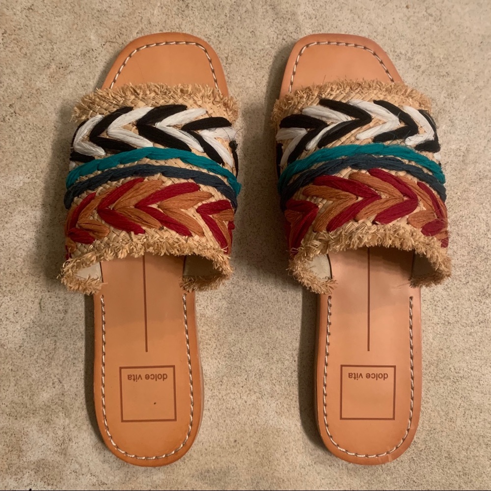 Dolce Vita Multi Color Straw Sandals